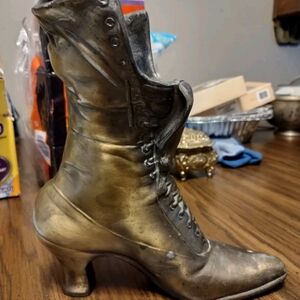 Vintage Taiwan brass boot planter/vase